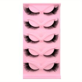 5 pairs Charming Cat Eye False Eyelashes - C/D Curling, Lengthening, and Eye-Opening Makeup Tool