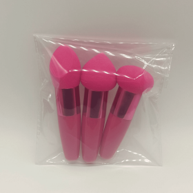 3pcs Professional Makeup Sponge Set with Handle - Blend Foundation and Concealer Effortlessly with Wedge Shaped Beauty Blender (Color: Rose Color)
