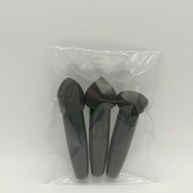 3pcs Professional Makeup Sponge Set with Handle - Blend Foundation and Concealer Effortlessly with Wedge Shaped Beauty Blender (Color: Black)