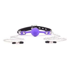 Silicone Mouth Ball Sexy Toy (Option: Purple Lock Nipple Clamp)